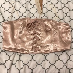 Blush satin crop top